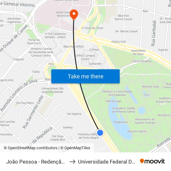 João Pessoa - Redenção (Fora Do Corredor) to Universidade Federal De Ciências Da Saúde map