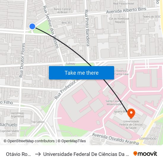 Otávio Rocha to Universidade Federal De Ciências Da Saúde map