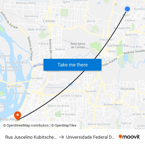 Rua Juscelino Kubitscheck De Oliveira, 1030 to Universidade Federal De Ciências Da Saúde map