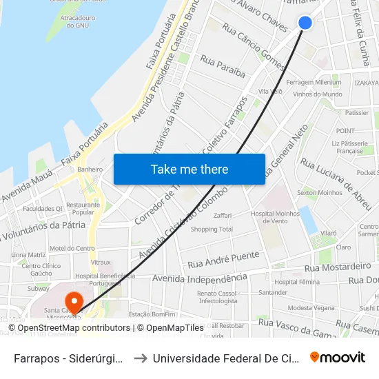 Farrapos - Siderúrgica [Bairro - C] to Universidade Federal De Ciências Da Saúde map