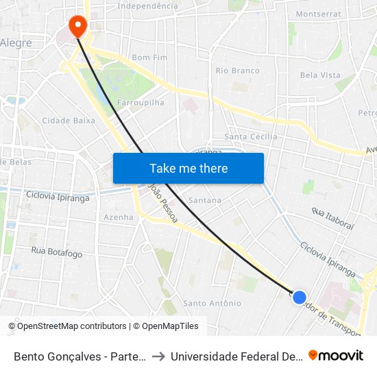 Bento Gonçalves - Partenon Tênis Clube Cb to Universidade Federal De Ciências Da Saúde map