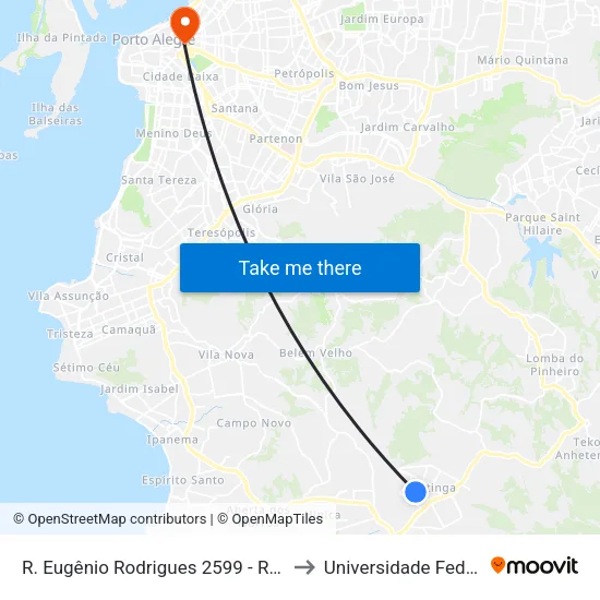 R. Eugênio Rodrigues 2599 - Restinga Porto Alegre - Rs 91790-060 Brasil to Universidade Federal De Ciências Da Saúde map
