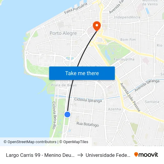 Largo Carris 99 - Menino Deus Porto Alegre - Rs 90110-000 Brasil to Universidade Federal De Ciências Da Saúde map