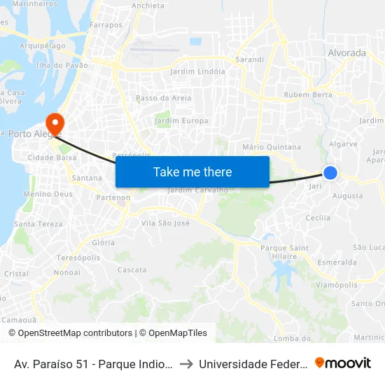 Av. Paraíso 51 - Parque Indio Jari Viamão - Rs 94495-000 Brasil to Universidade Federal De Ciências Da Saúde map