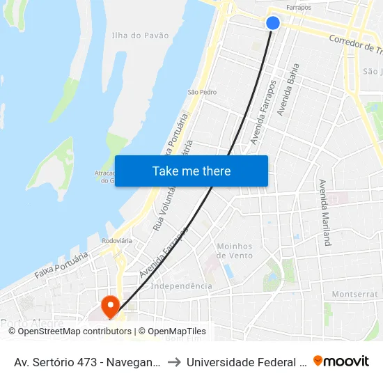 Av. Sertório 473 - Navegantes Porto Alegre - Rs Brasil to Universidade Federal De Ciências Da Saúde map