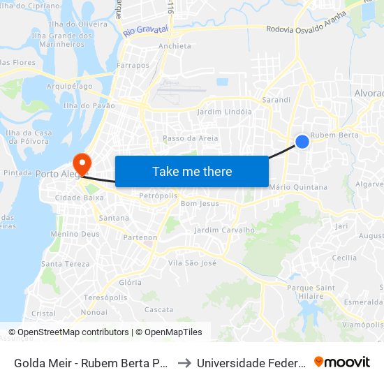 Golda Meir - Rubem Berta Porto Alegre - Rs 91130-001 Brasil to Universidade Federal De Ciências Da Saúde map
