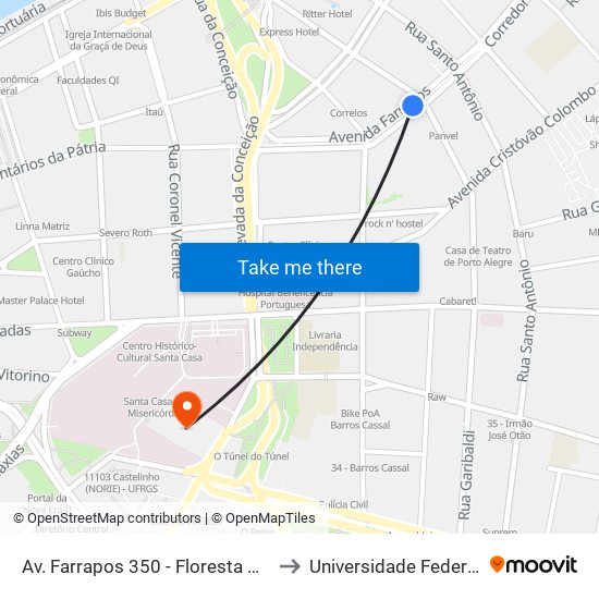 Av. Farrapos 350 - Floresta Porto Alegre - Rs 90220-002 Brasil to Universidade Federal De Ciências Da Saúde map