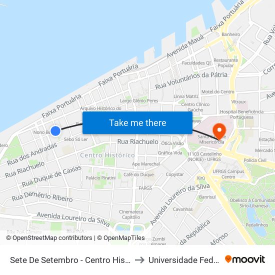 Sete De Setembro - Centro Histórico Porto Alegre - Rs 90010-020 Brasil to Universidade Federal De Ciências Da Saúde map