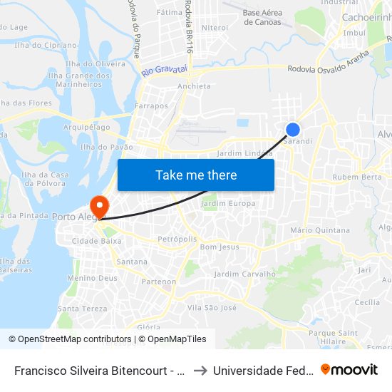 Francisco Silveira Bitencourt - Sarandi Porto Alegre - Rs 91010-004 Brasil to Universidade Federal De Ciências Da Saúde map