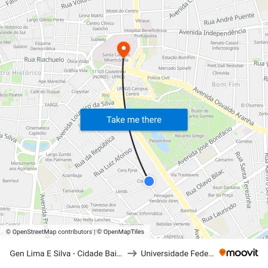 Gen Lima E Silva - Cidade Baixa Porto Alegre - Rs 90050-340 Brasil to Universidade Federal De Ciências Da Saúde map