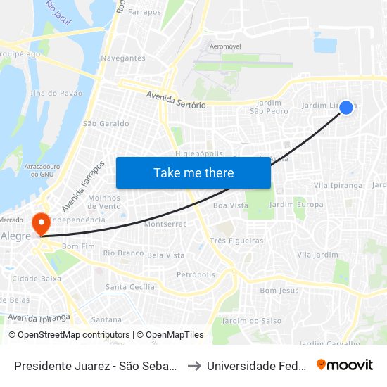 Presidente Juarez - São Sebastião Porto Alegre - Rs 91060-440 Brasil to Universidade Federal De Ciências Da Saúde map