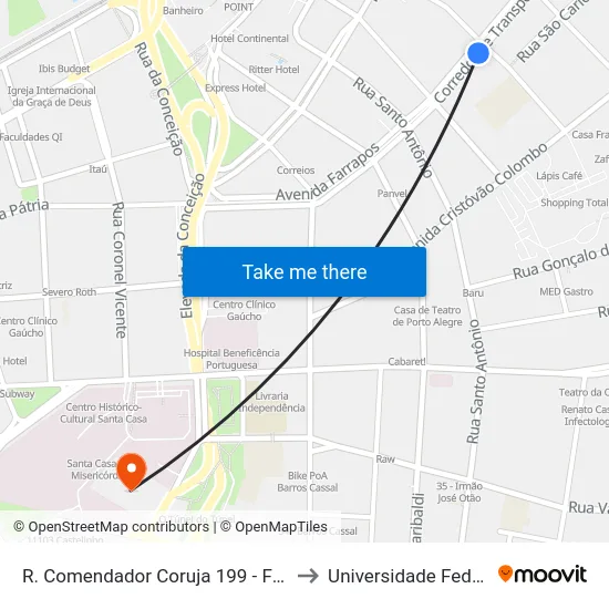R. Comendador Coruja 199 - Floresta Porto Alegre - Rs 90220-180 Brasil to Universidade Federal De Ciências Da Saúde map