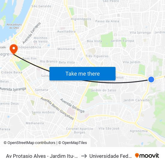 Av Protasio Alves - Jardim Itu-Sabará Porto Alegre - Rs 91210-080 Brasil to Universidade Federal De Ciências Da Saúde map