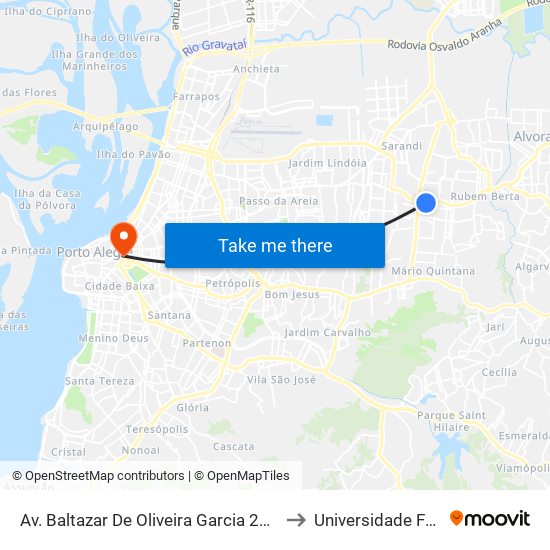 Av. Baltazar De Oliveira Garcia 2891 - São Sebastião Porto Alegre - Rs 91240-001 Brasil to Universidade Federal De Ciências Da Saúde map