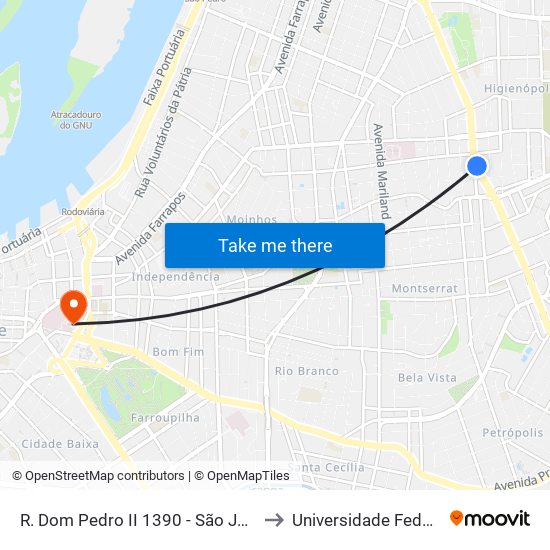 R. Dom Pedro II 1390 - São João Porto Alegre - Rs 90550-141 Brasil to Universidade Federal De Ciências Da Saúde map