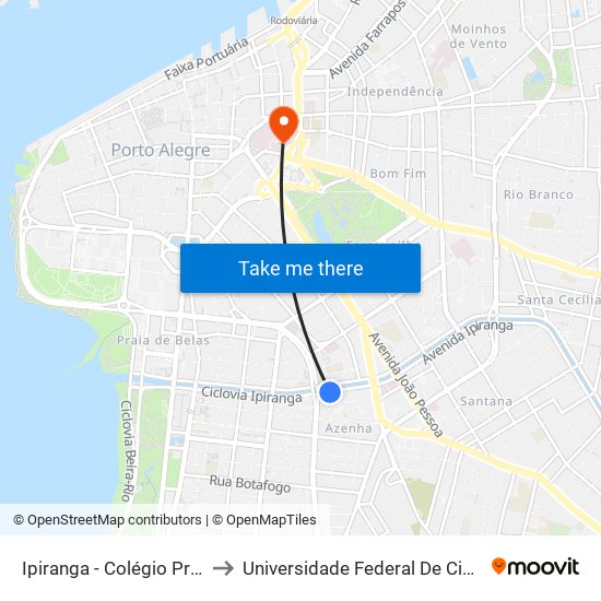 Ipiranga - Colégio Protásio Alves to Universidade Federal De Ciências Da Saúde map