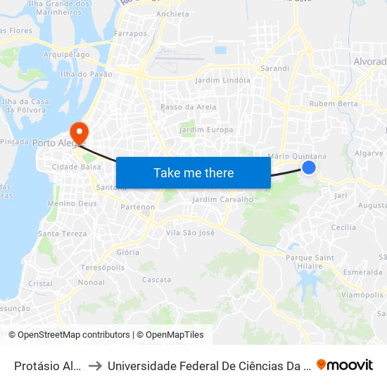 Protásio Alves to Universidade Federal De Ciências Da Saúde map