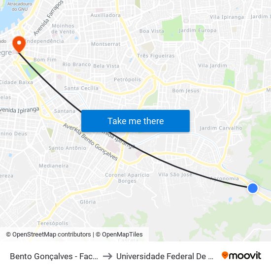 Bento Gonçalves - Fac. Agronomia Cb to Universidade Federal De Ciências Da Saúde map