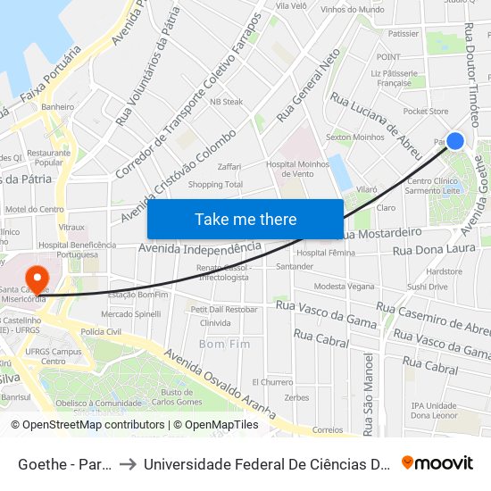 Goethe - Parcão to Universidade Federal De Ciências Da Saúde map