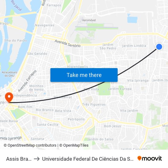 Assis Brasil to Universidade Federal De Ciências Da Saúde map