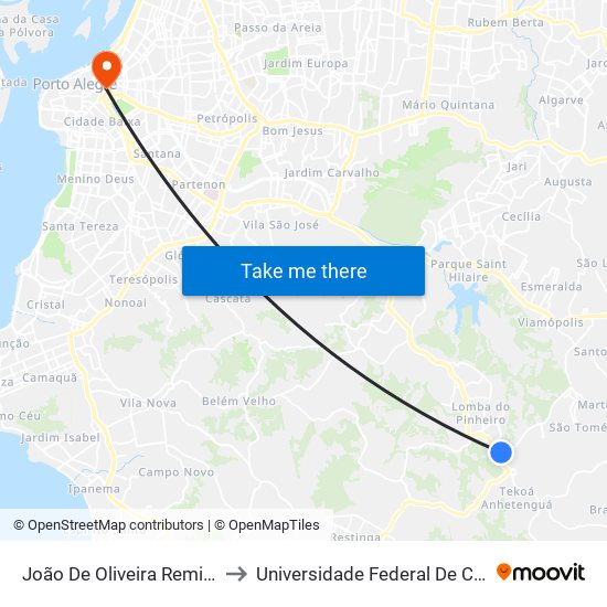 João De Oliveira Remião - Parada 19 to Universidade Federal De Ciências Da Saúde map