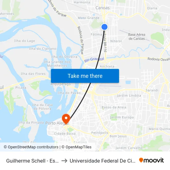 Guilherme Schell - Estação Fátima to Universidade Federal De Ciências Da Saúde map