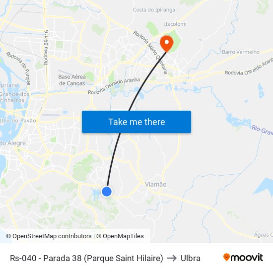 Rs-040 - Parada 38 (Parque Saint Hilaire) to Ulbra map