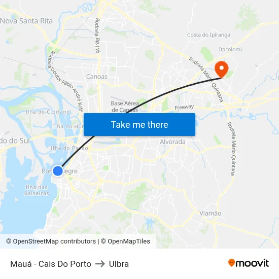 Mauá - Cais Do Porto to Ulbra map