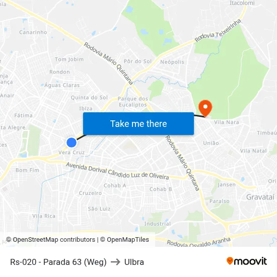 Rs-020 - Parada 63 (Weg) to Ulbra map