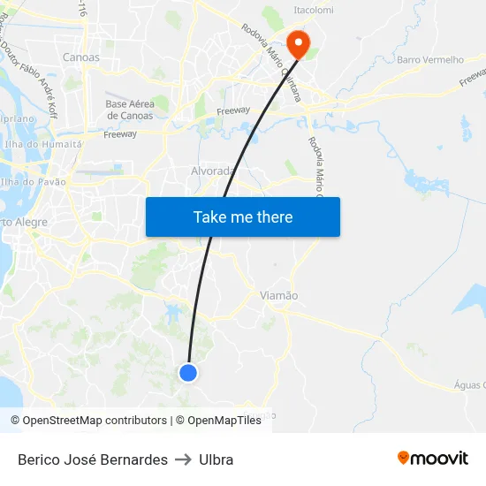 Berico José Bernardes to Ulbra map