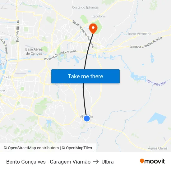 Bento Gonçalves - Garagem Viamão to Ulbra map