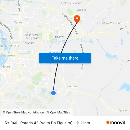 Rs-040 - Parada 42 (Volta Da Figueira) to Ulbra map