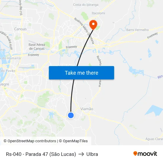 Rs-040 - Parada 47 (São Lucas) to Ulbra map
