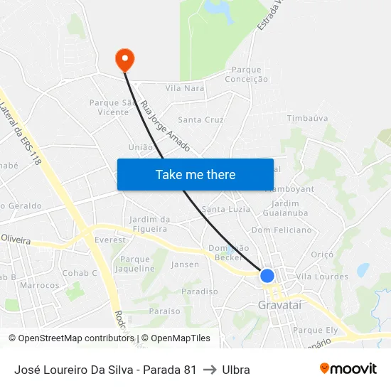 José Loureiro Da Silva - Parada 81 to Ulbra map