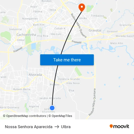 Nossa Senhora Aparecida to Ulbra map