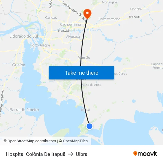 Hospital Colônia De Itapuã to Ulbra map