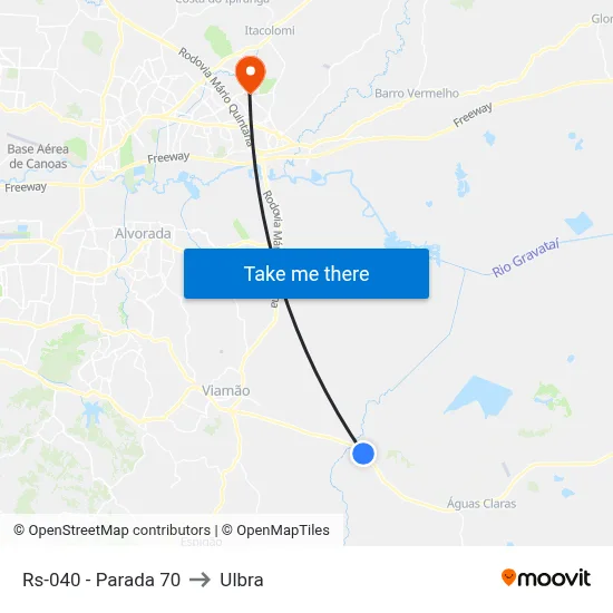 Rs-040 - Parada 70 to Ulbra map