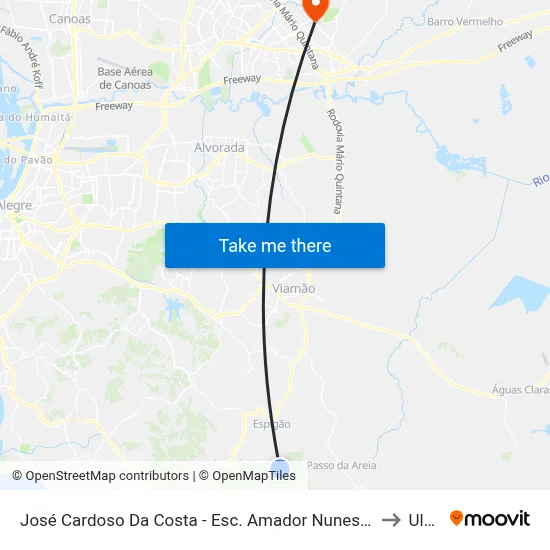 José Cardoso Da Costa - Esc. Amador Nunes Da Rocha to Ulbra map