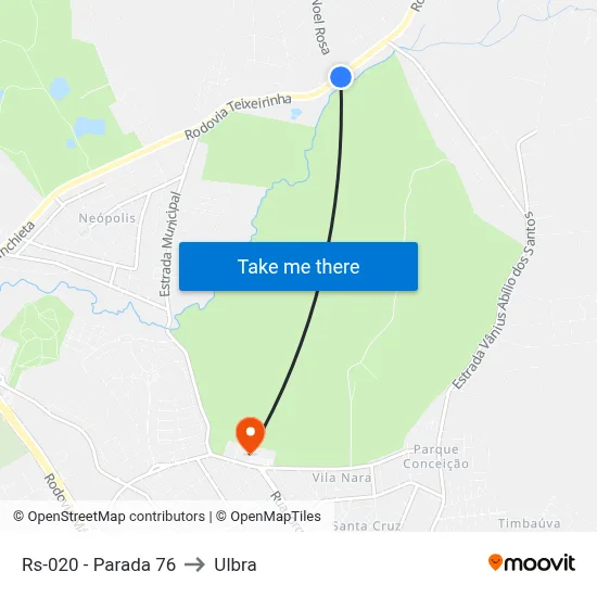 Rs-020 - Parada 76 to Ulbra map