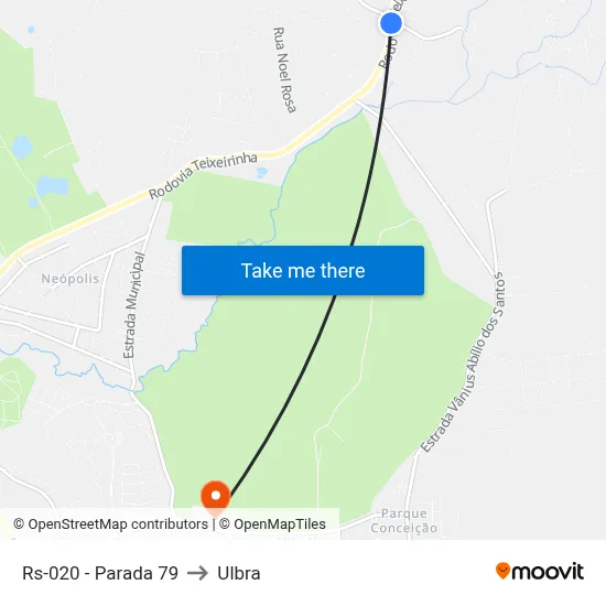 Rs-020 - Parada 79 to Ulbra map
