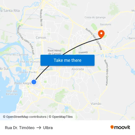 Rua Dr. Timóteo to Ulbra map
