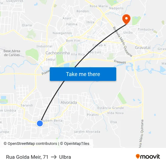 Rua Golda Meir, 71 to Ulbra map