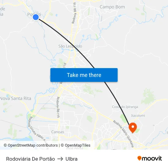 Rodoviária De Portão to Ulbra map