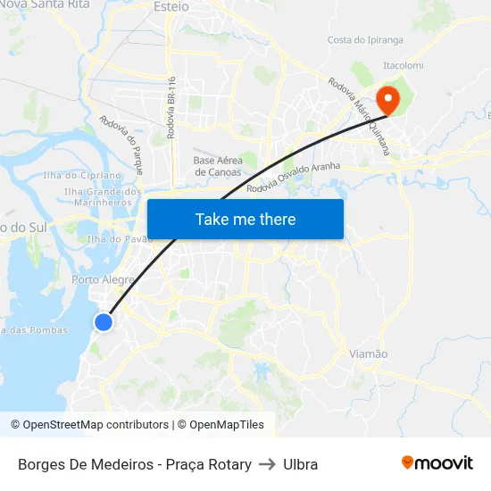 Borges De Medeiros - Praça Rotary to Ulbra map