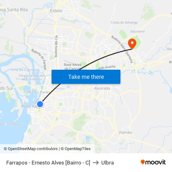 Farrapos - Ernesto Alves [Bairro - C] to Ulbra map