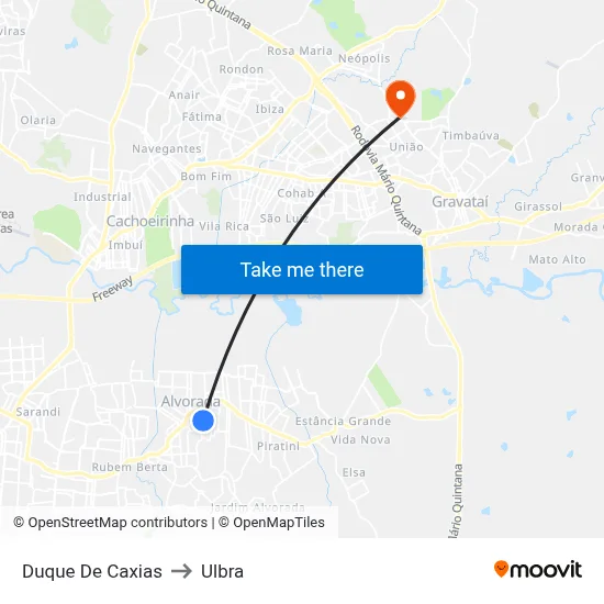 Duque De Caxias to Ulbra map
