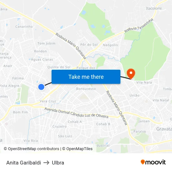 Anita Garibaldi to Ulbra map