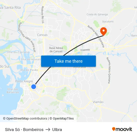 Silva Só - Bombeiros to Ulbra map