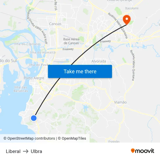 Liberal to Ulbra map