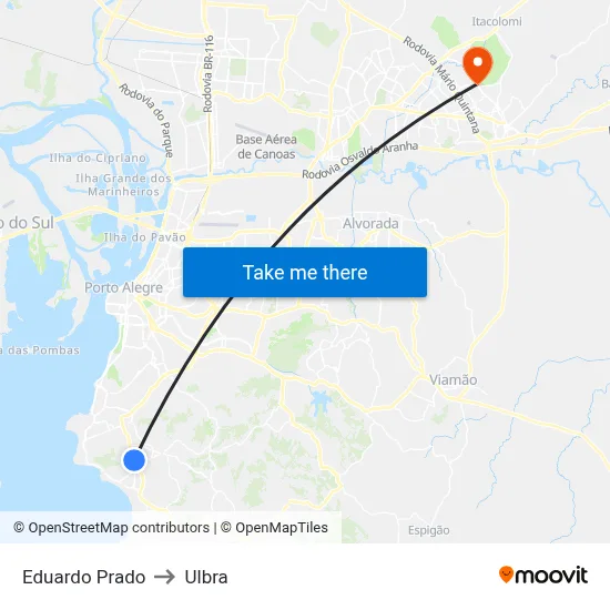 Eduardo Prado to Ulbra map